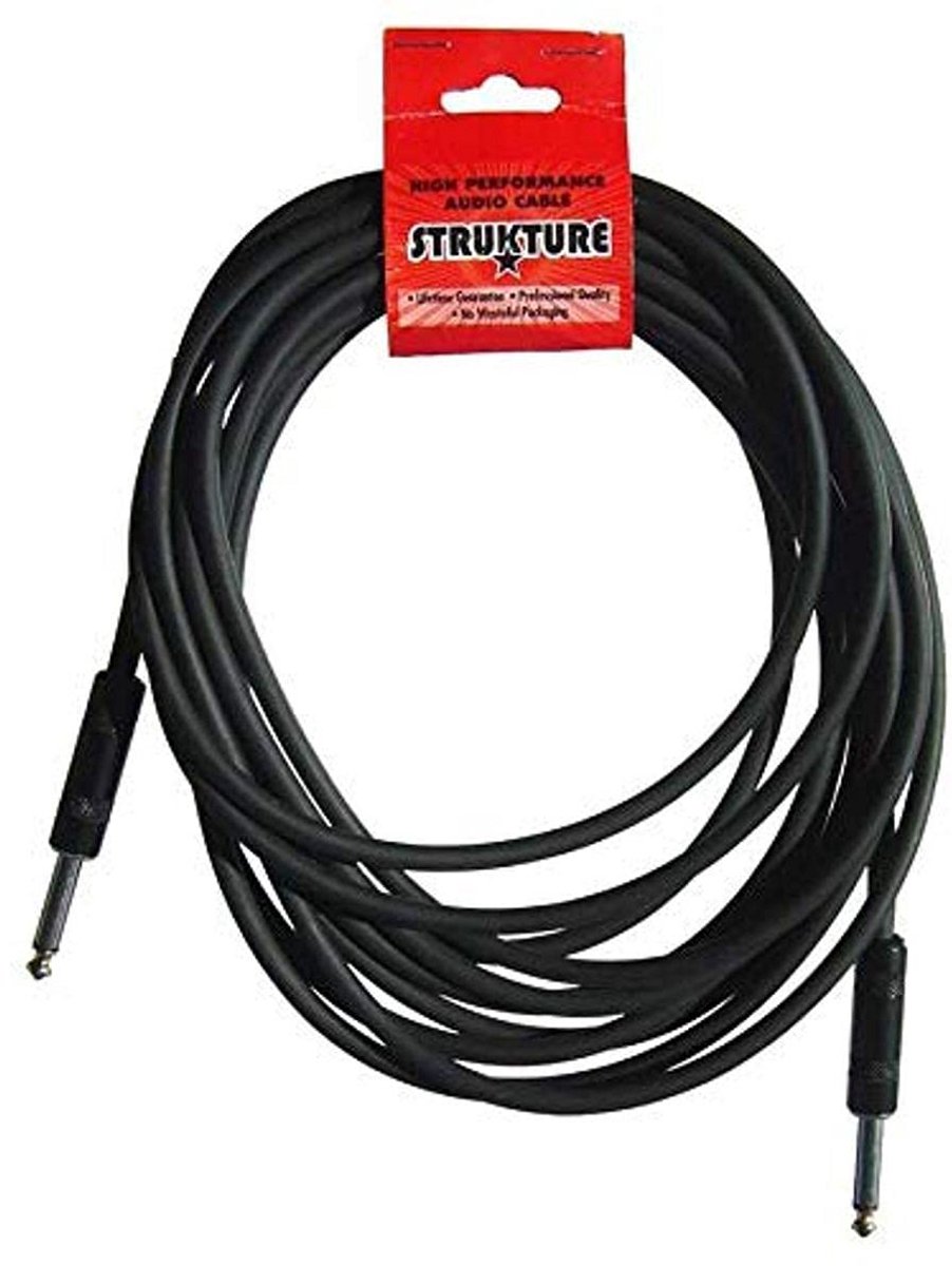 Instrumentenkabel met Rechte Plug - 6,35 mm Jack Mono - Zwart