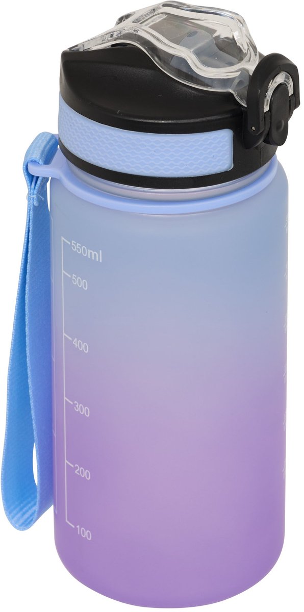 5Five Drinkfles/Sportfles met rietje - 600ml - SMART-dop - Blauw/Paars