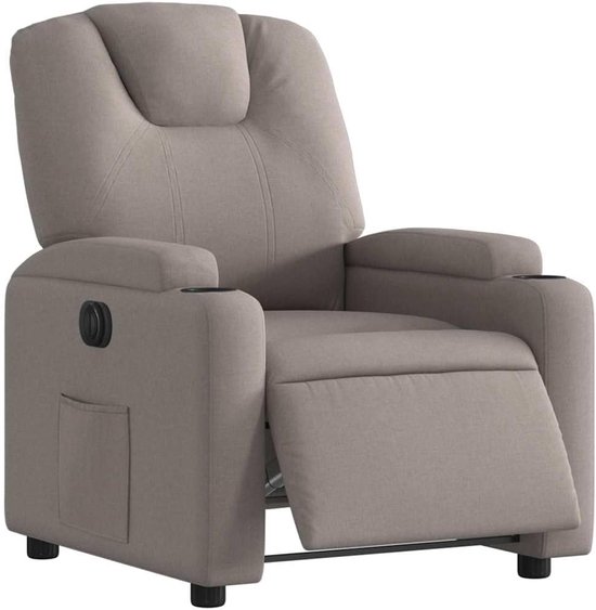 Elektrische relaxstoel met ligfunctie | stof (100% polyester), taupe, 74 x 88 x 97 cm (zitting) / 74 x 144 x 78,5 cm (liggen) | tot 110 kg, voor volwassenen — afbeelding 5
