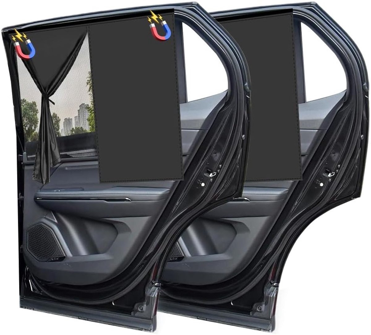 Zonneschermen voor Auto's voor Baby's en Kinderen - UV Bescherming, Magnetisch, Dubbele Laag, Universele Zonnevisors voor Passagiers en Huisdieren, Set van 2