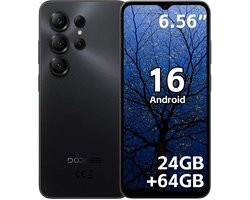 DOOGEE Note 56X Smartphone - 24 GB RAM - 64 GB ROM - 6,56 inch - 6150 mAh - Android 16 - Dual SIM 4G - GPS - Zwart