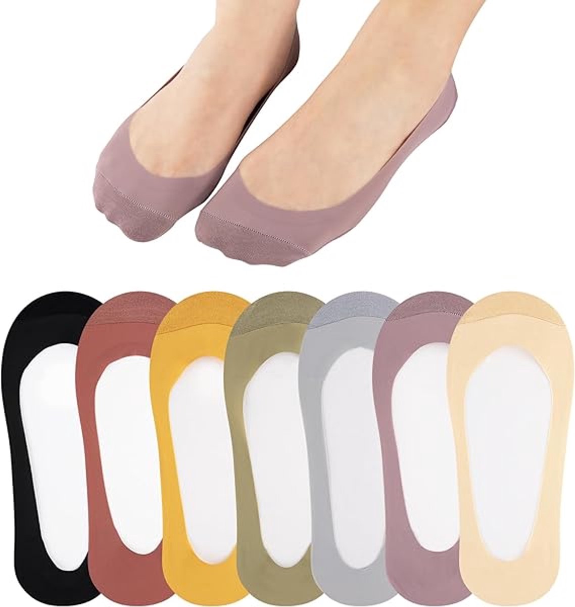 Onzichtbare sokken voor dames antislip extra laag model katoen dunne onzichtbare sokken platte boord set van 7 paar Kleurrijk