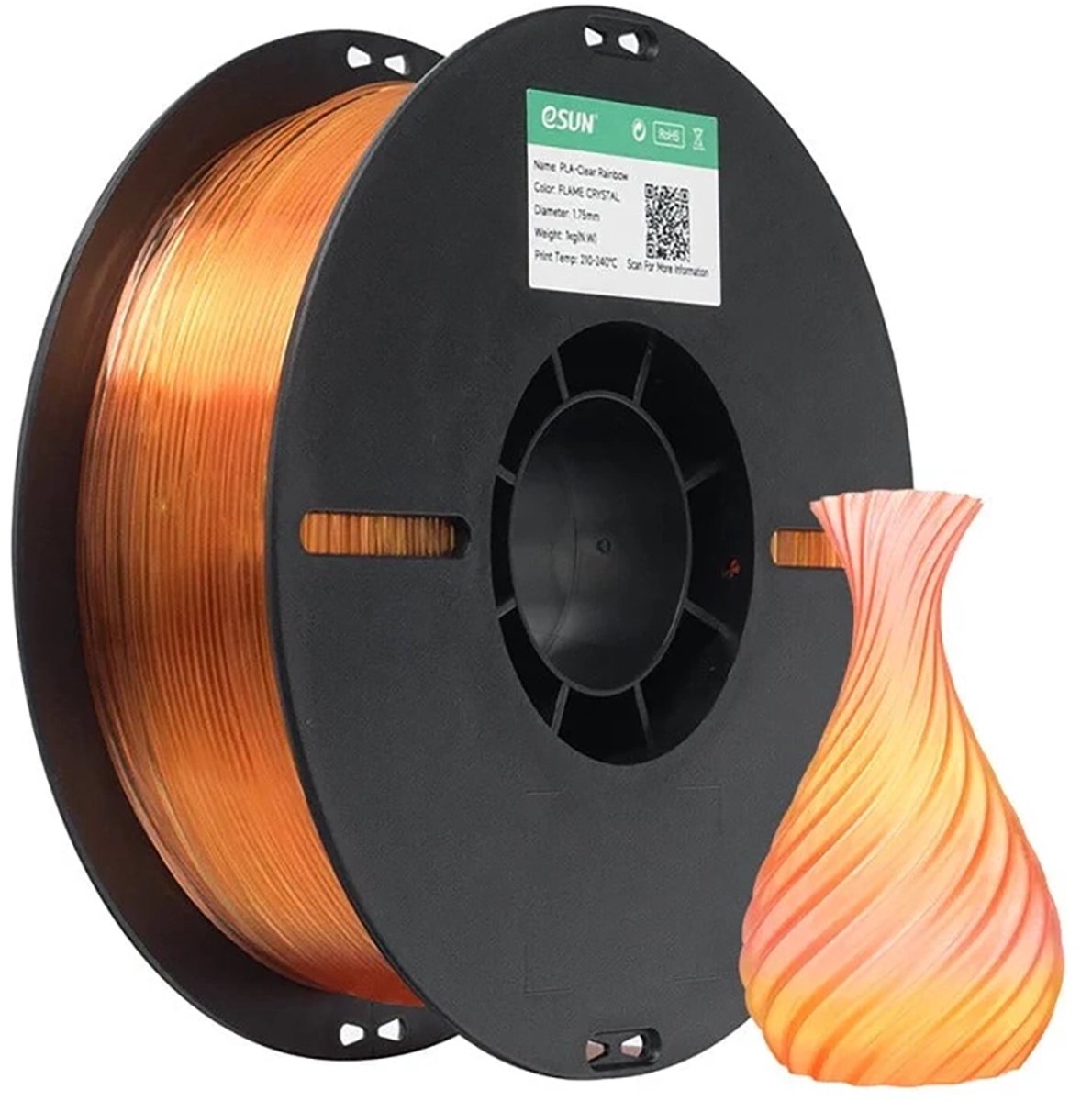 eSun PLA-Clear Rainbow Vlam kristal / Flame crystal - 1 kg - 1.75 mm - 3D printer en 3D pen filament