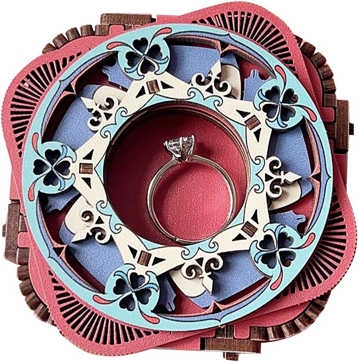 Muziekdoos Houten Puzzel - Schatkist Juwelendoos - Creatief Hobby - Zonder Lijm Montage - 7.5 x 7.5 x 4.5 cm