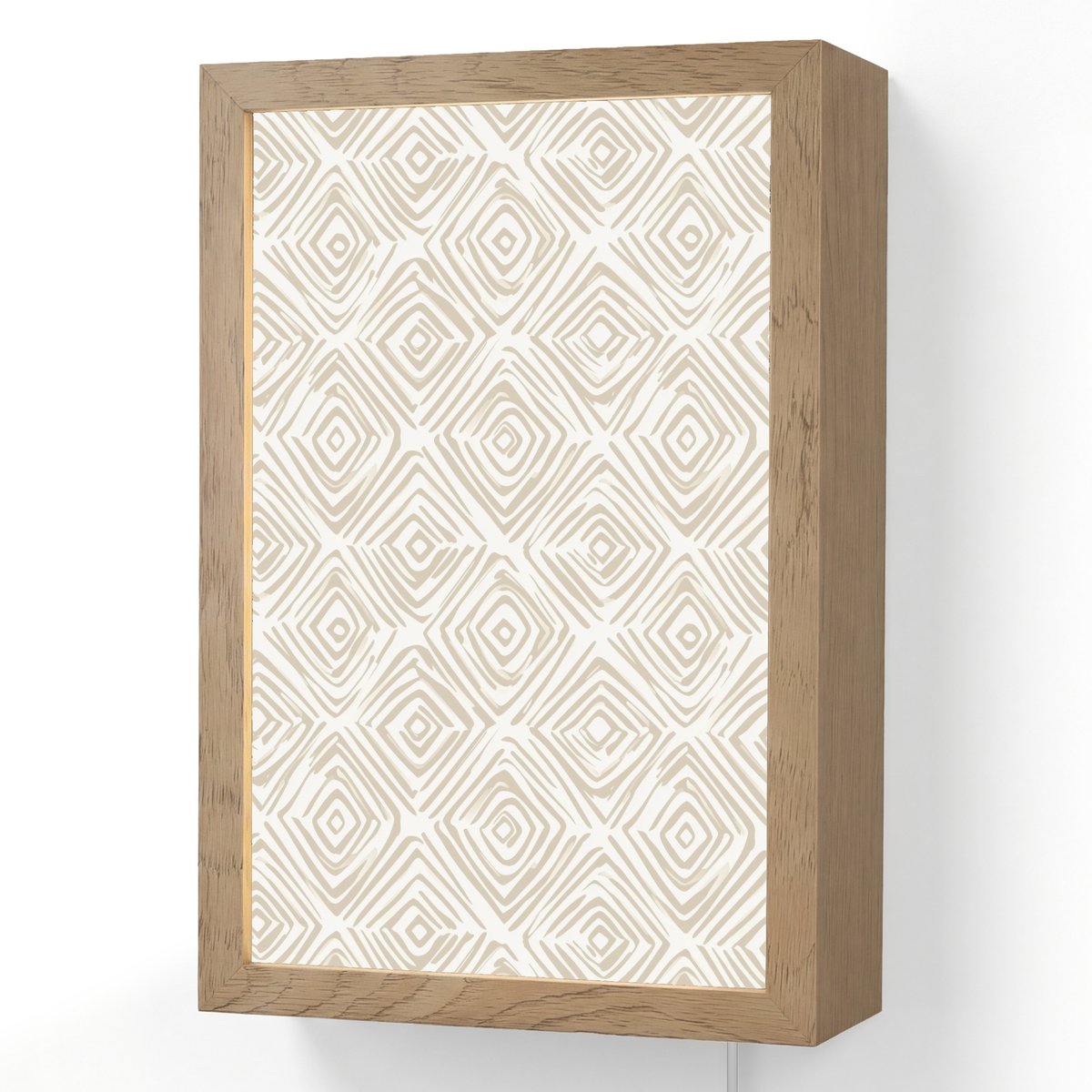 Wandlamp 20x30 cm - Oplaadbaar - Abstract - Ruit - Beige - Wandlampen binnen woonkamer - S