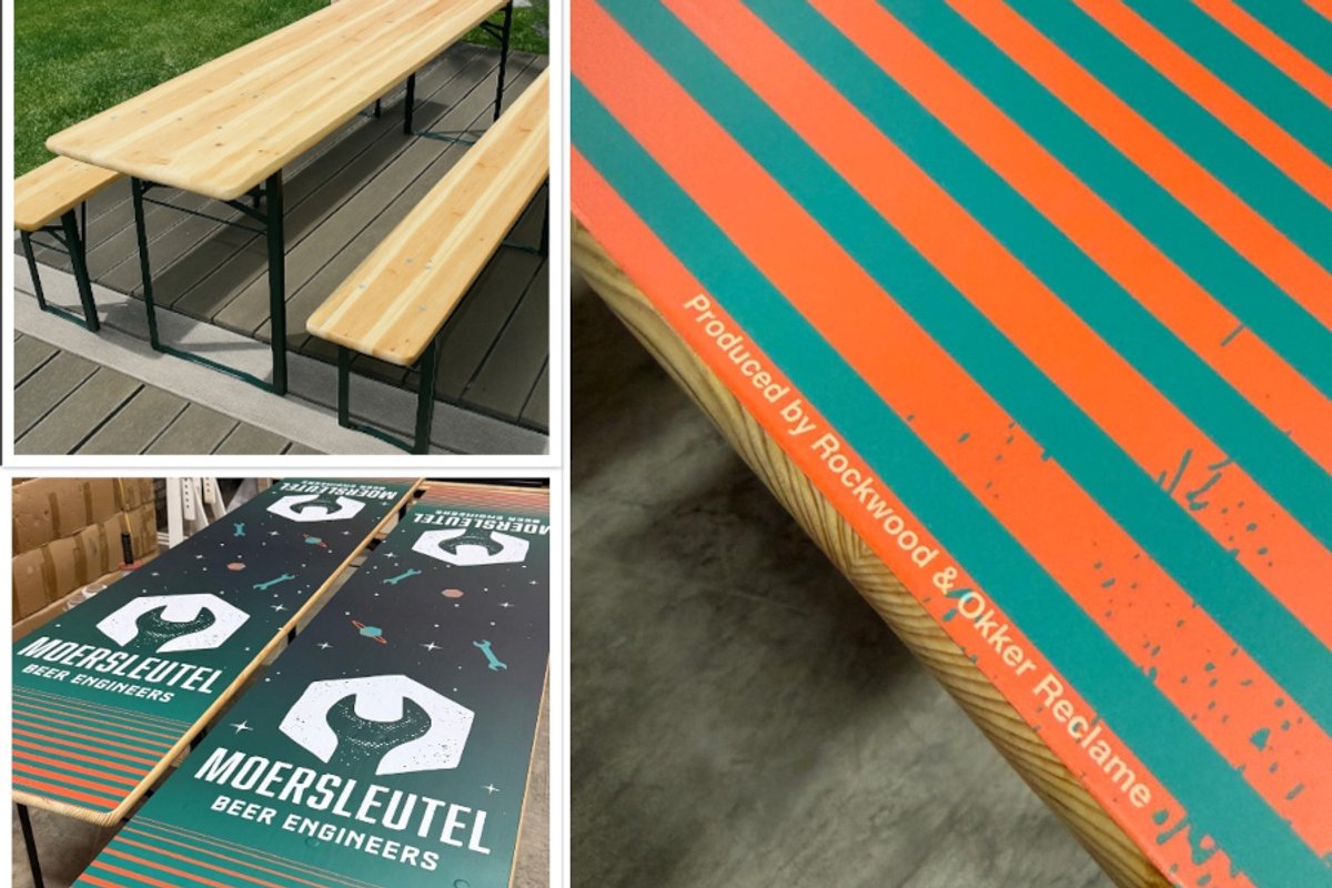 Rockwood® Biertafel Wrappen met eigen Logo of Visual 2.20m Naturel