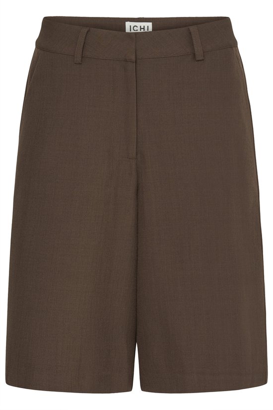 Bruine ICHI culotte met broekbandlussen en verticale naad.
