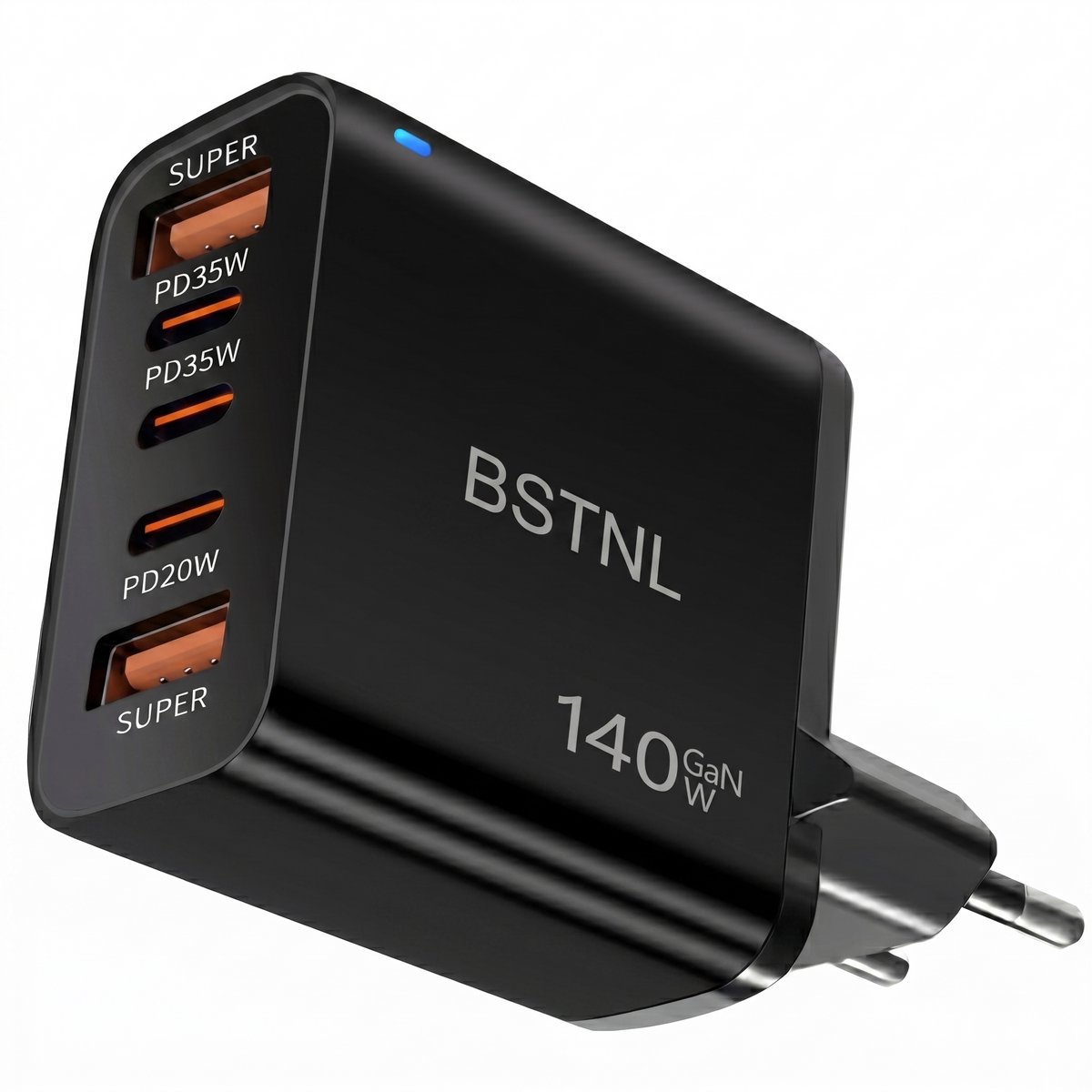 BSTNL 140W USB-C Snellader - Geschikt voor al jouw USB-C - GaN Oplader - Compact & Krachtig - 5 Poorten - Snelladen voor Laptop, Tablet & Smartphone - USB C Adapter - Zwart