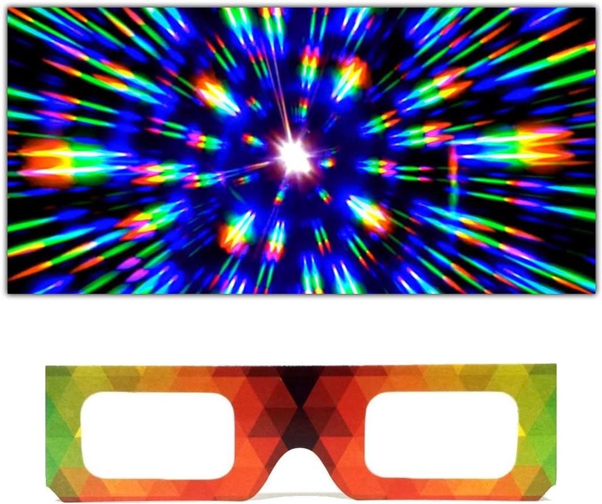 Papieren Diffractiebril - Feestbril Regenboog - Feestdecoratie Kinderen - Meer dan 3x Lichteffect - 10 stuks - Kleurrijk