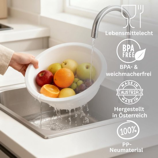 Ronde plastic kommen - Kleine wasbakken - Keukenwerk en schoonmaken - BPA-vrij en voedselveilig - 4 stuks 16 cm - Wit — afbeelding 5