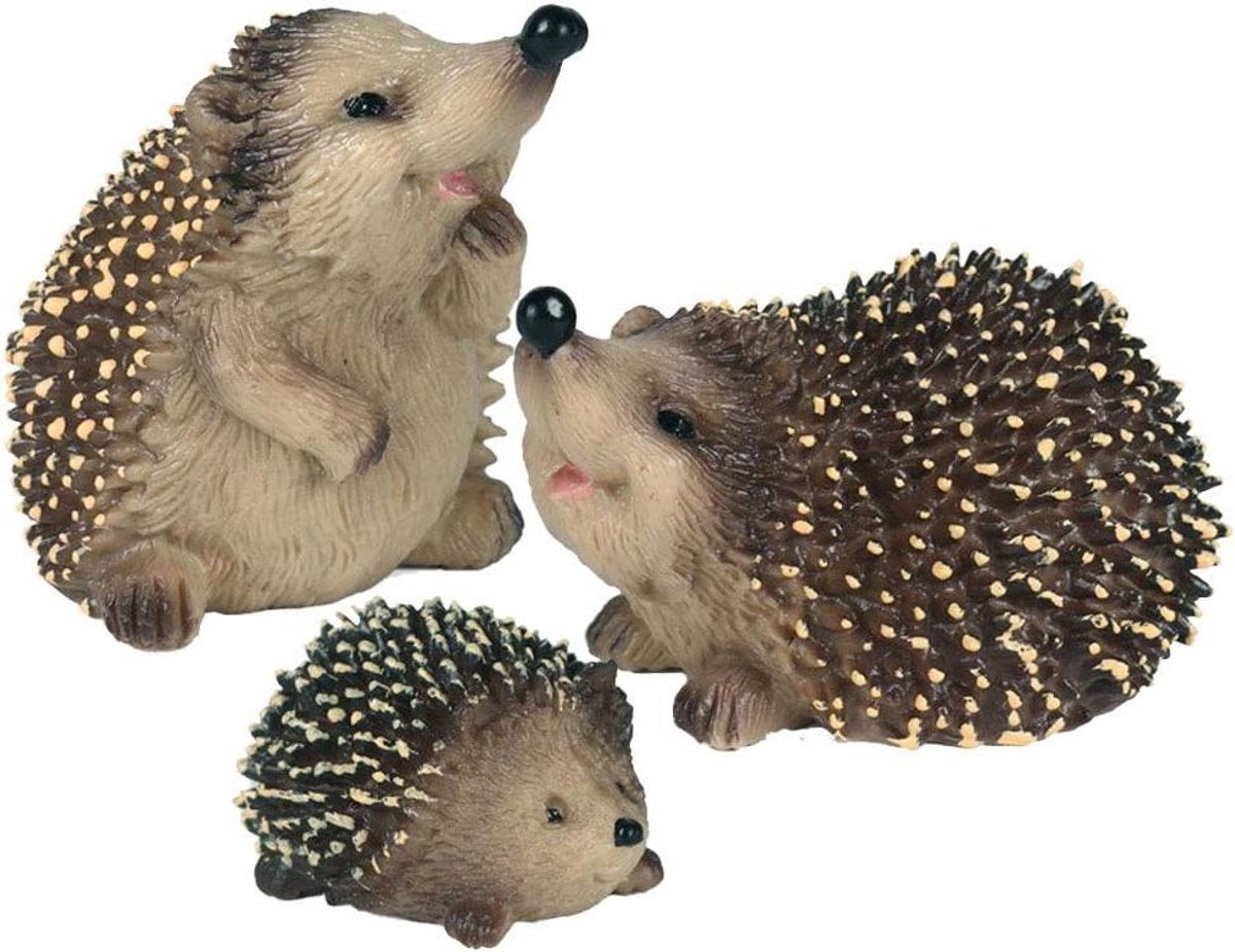 Egel Familie Figuren - Dieren Speelgoed - Educatief Spelen - Realistisch Ontwerp - 3 stuks - Bruin
