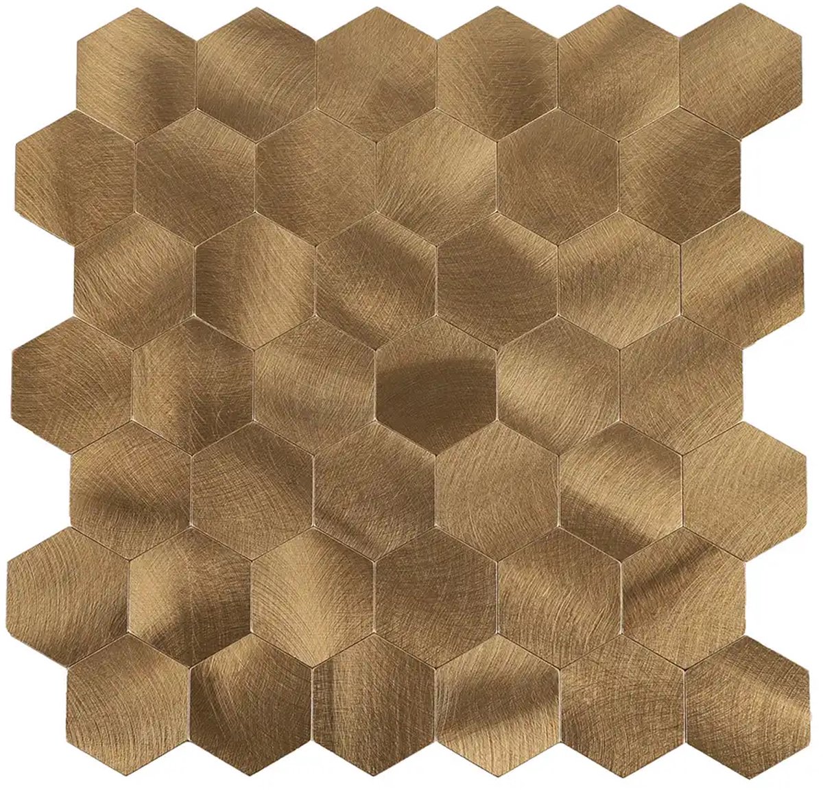 Zelfklevende Mozaïek Steenstrip Hexagon Geborsteld Koper