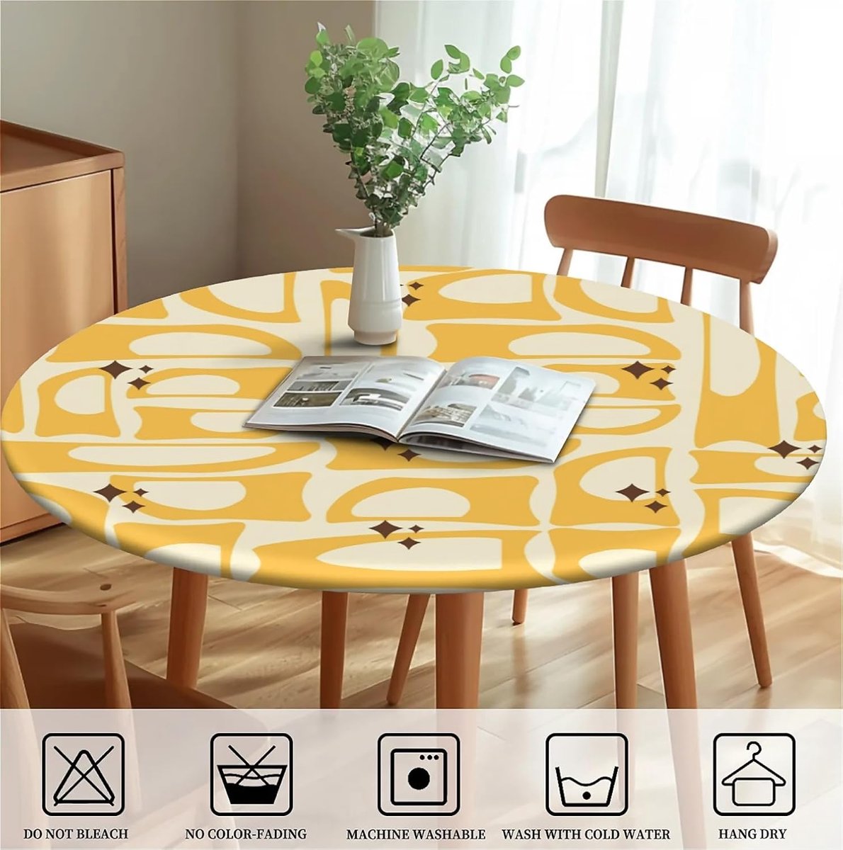 Ronde Tafelkleed - Beschermhoes Tafel - Tafel Beschermen - Elastische Rand - 91 cm - Geel