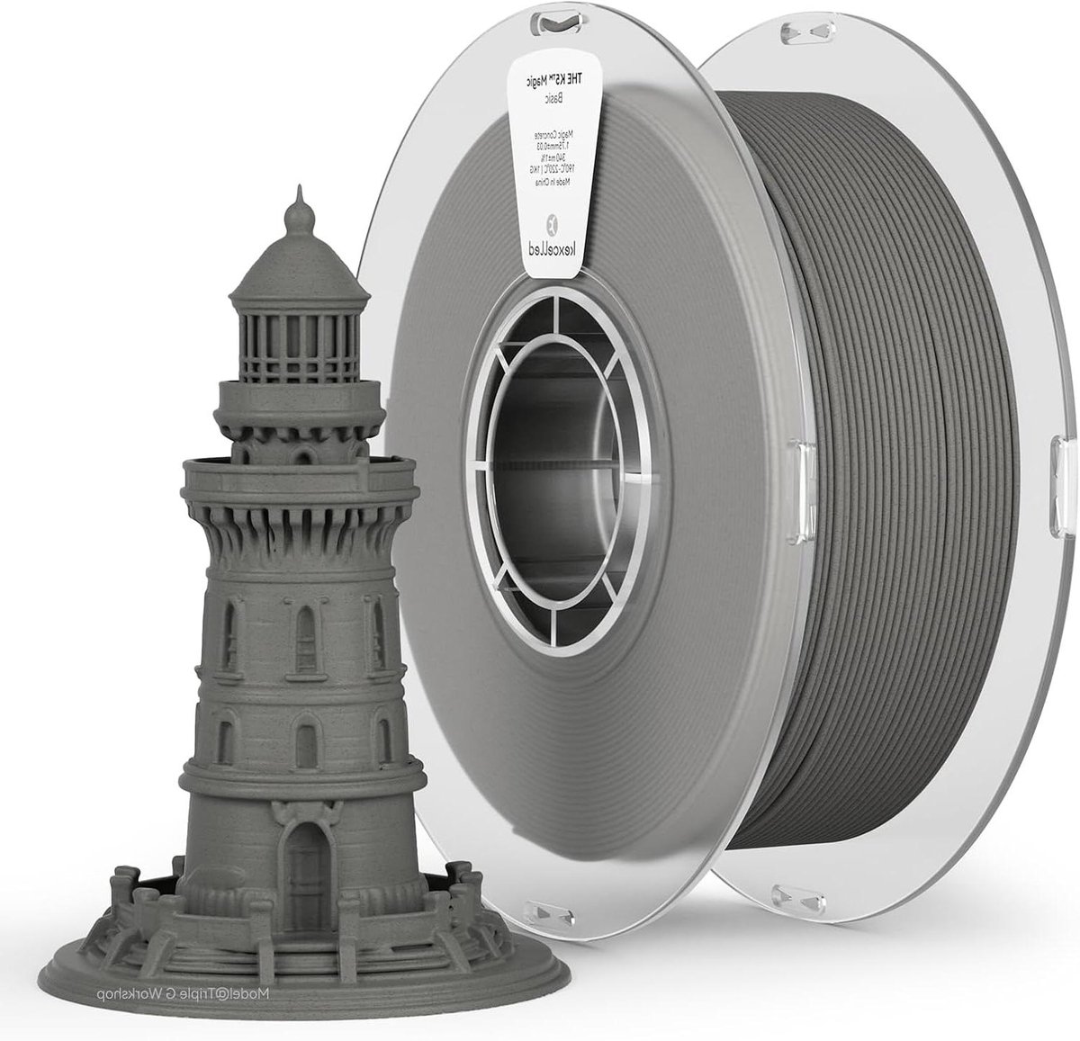 PLA Filament - 3D Print Materiaal - Modellen Creëren - Rotsachtige Textuur - 175 mm 1 kg - Grijs