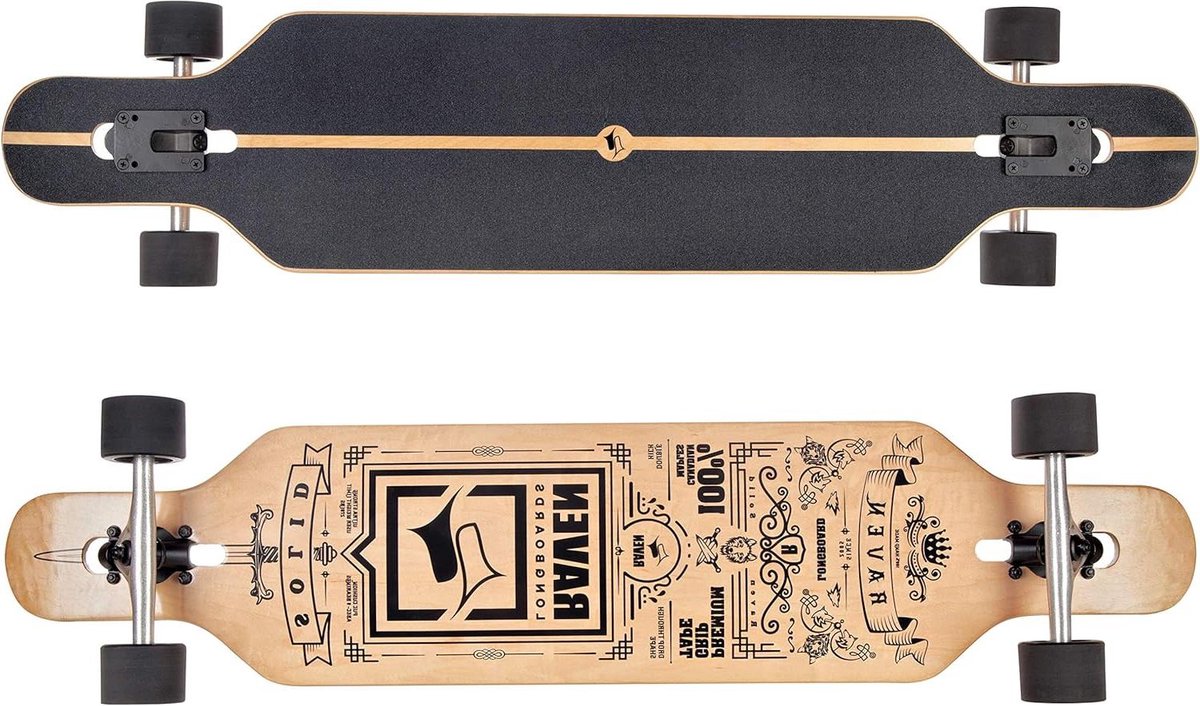 Longboard Skateboard Cruiser Board Transport Cruisen 8-laags Esdoornhout Deck 1067x235cm Transparant