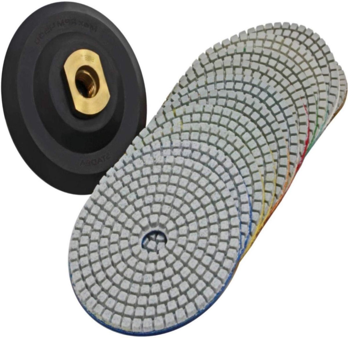 Diamant Polijstpads - Polijstschijven Set - Oppervlakken Polijsten - Nat en Droog Gebruik - 4 Inch - Grijs
