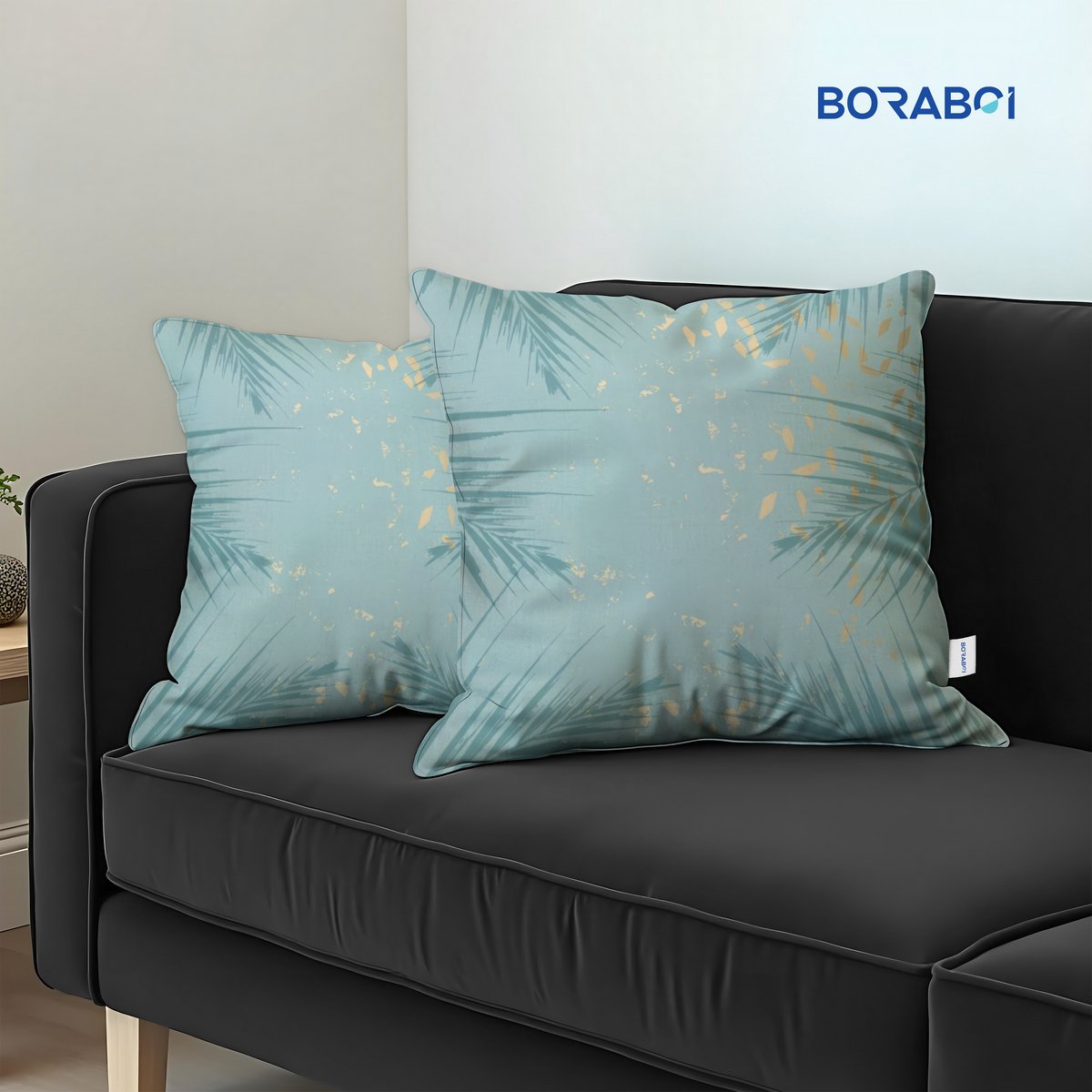 Boraboi Luxe Decoratieve Kussenhoezen set van 2 , Zachte Suède Touch 50x50cm -(Groen,Goud)
