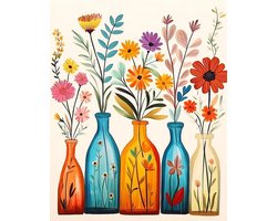 Schilderen op Nummer - Bloemen schilderen Dieren schilderen - Ontspannen creativiteit - Acrylverf op canvas - 40 x 50 cm