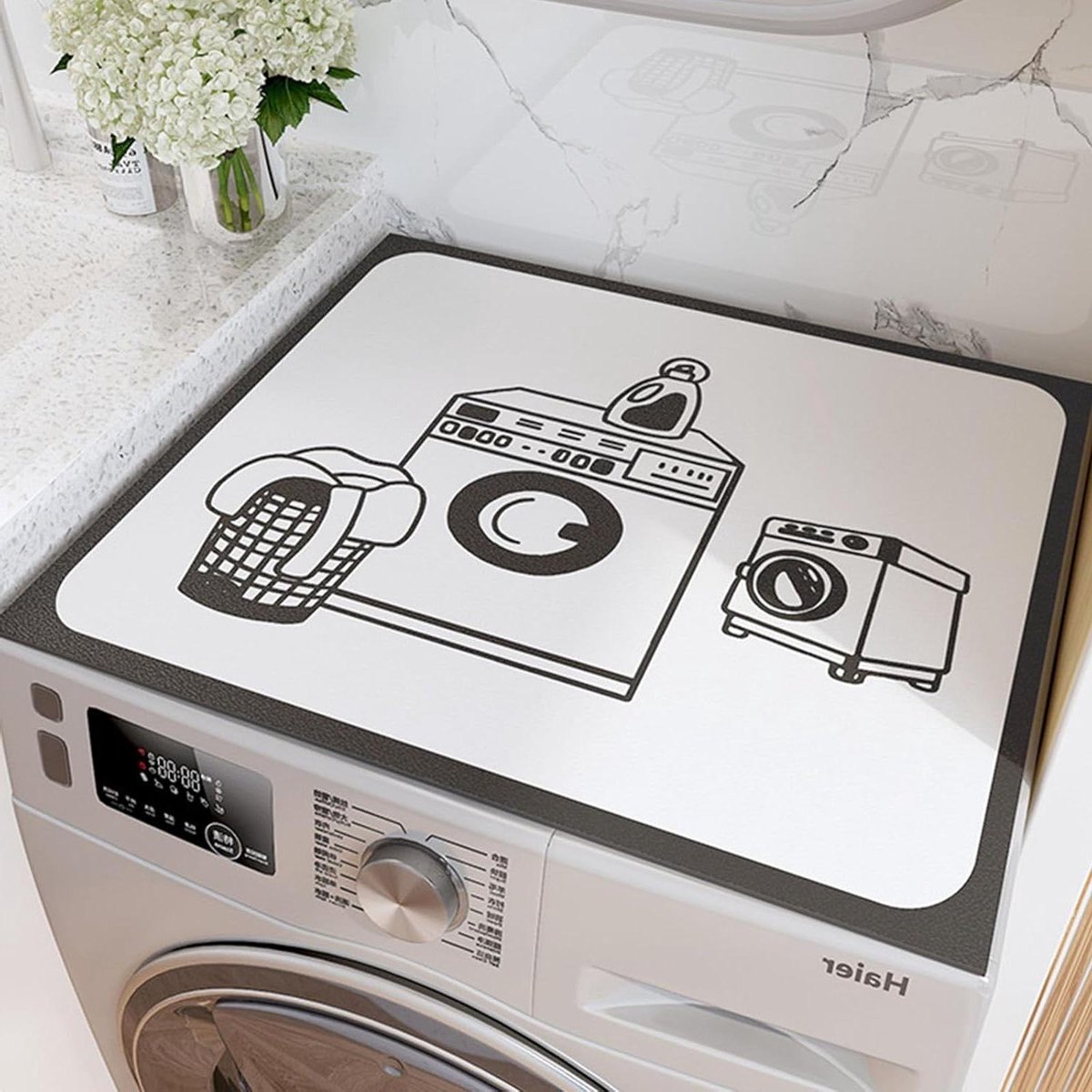 Wasmachine Droger Tophoes - Apparaatbeschermer Mat - Huishoudelijk Gebruik - Snel Absorberend Sneldrogend - Niet Gespecificeerd - Wit
