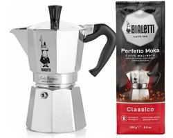Bialetti Moka Express 2 kops + Bialetti Classico gemalen koffie 250gr