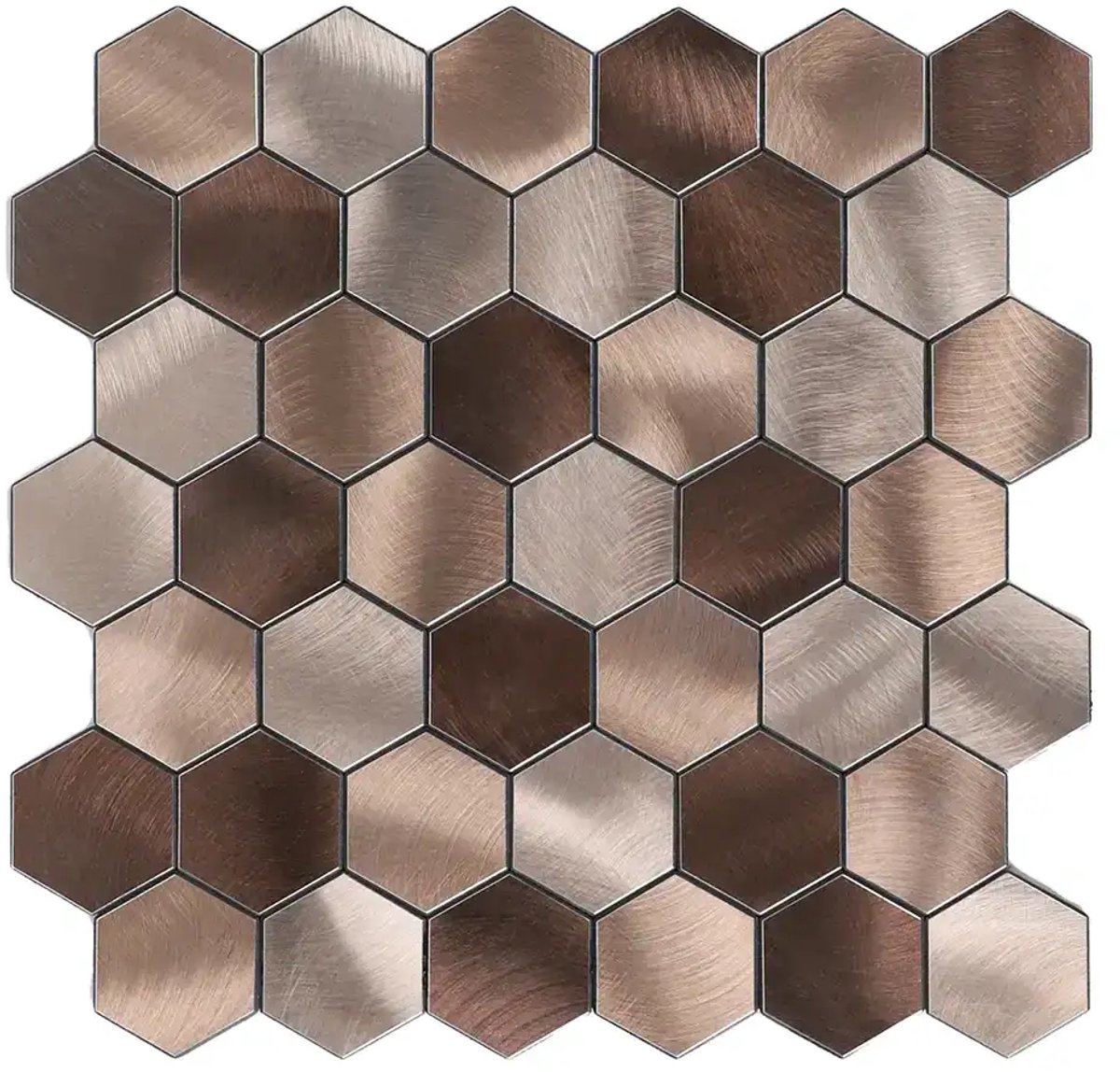 Zelfklevende Mozaïek Steenstrip Hexagon Champagne en Brons