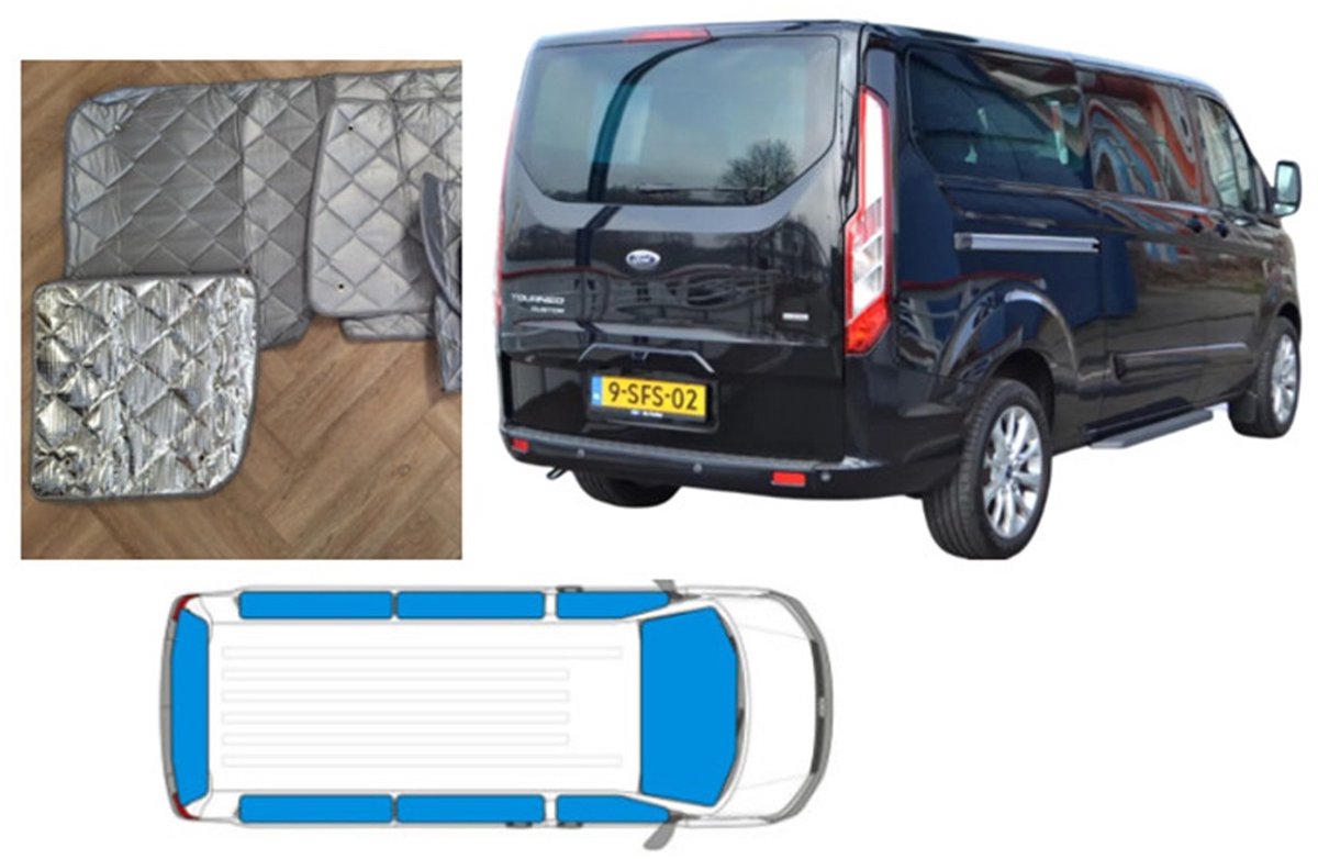 Raamisolatie de Luxe Geschikt voor Ford Tourneo Custom 2012-2022 lange wielbasis 8 delig