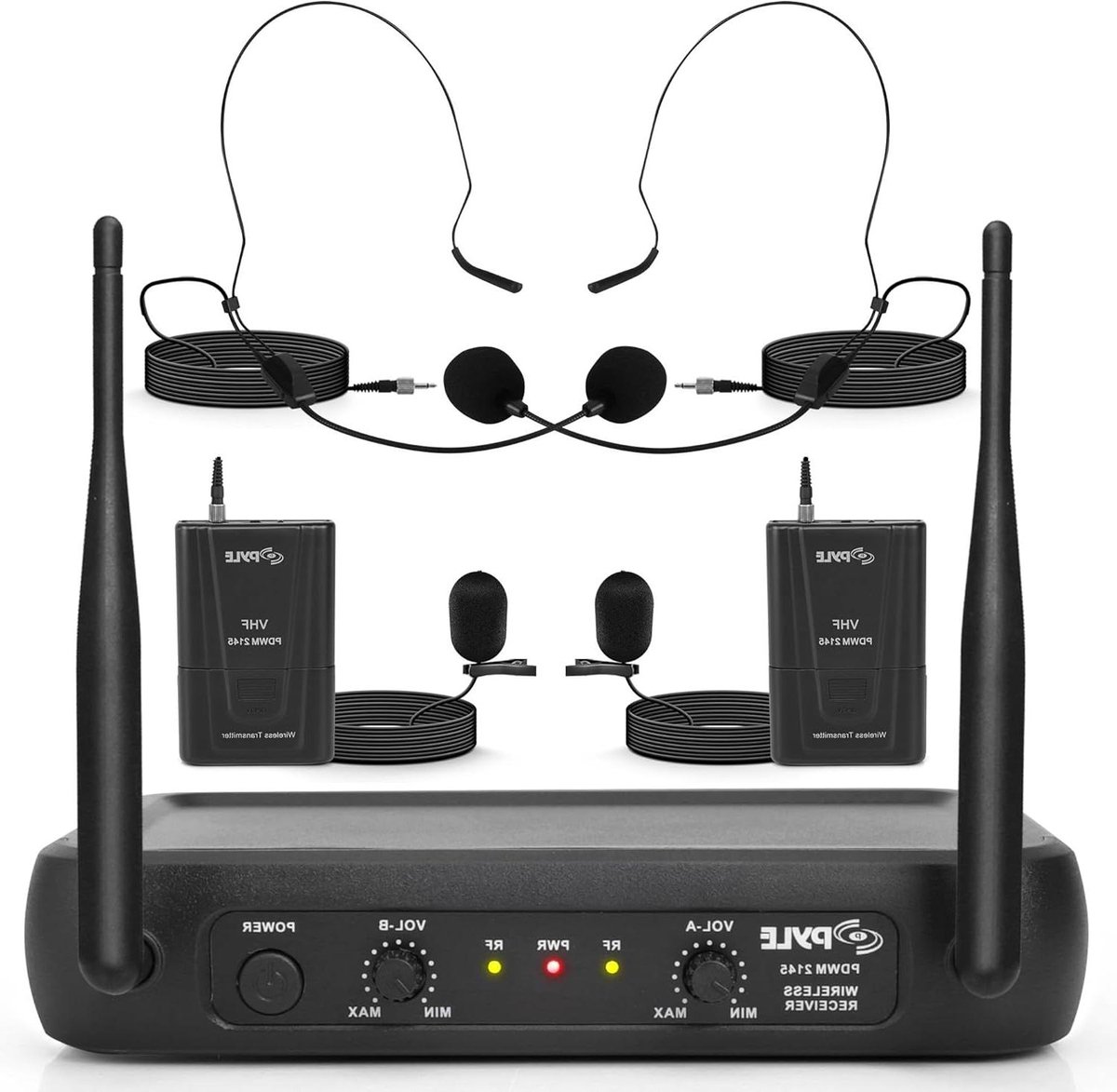 Draadloos Microfoonsysteem - Dubbele Microfoon Set - Presentaties Geven - Dubbele Frequentie Ontwerp - 2 Kanalen - Zwart