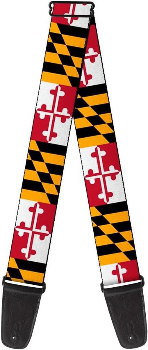 Gitaarband - Gitaarriem - Muziek Maken - Handgemaakt in Amerika - 54 inches - Maryland vlaggen