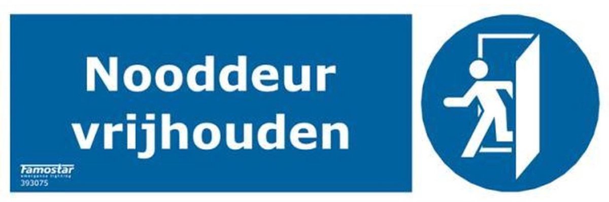 Sticker nooduitgang - nooddeur vrijhouden NEN 3011 conform NEN-EN-ISO 7010