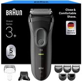Braun Series 3+ 3000BT - Elektrisch Scheerapparaat voor mannen - 3 Flexibele Scheerbladen - Baardtrimmer Opzetstuk