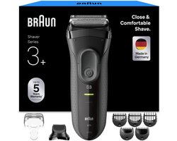 Braun Series 3+ 3000BT - Elektrisch Scheerapparaat voor mannen - 3 Flexibele Scheerbladen - Baardtrimmer Opzetstuk