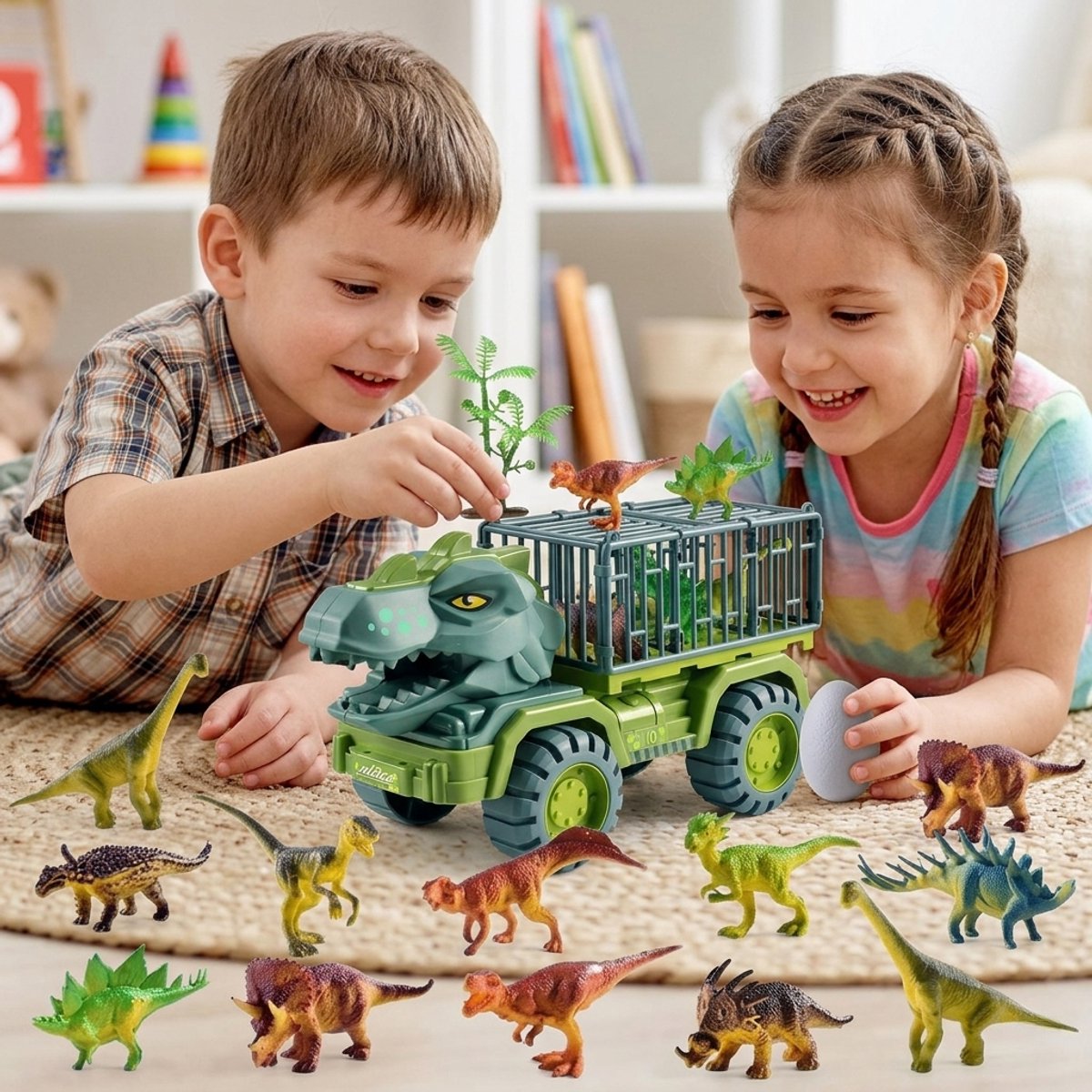 Nince Dinosaurus Transport Truck - Speelgoed Auto met 16 Dino's - Dino - Auto Speelgoed - Jongens Speelgoed - Meisjes Speelgoed - Speelgoed 3 Jaar - Speelgoed 4 Jaar - Speelgoed 5 Jaar - Kinderspeelgoed - Dinosaurus - Speelgoed Autos Jongens — afbeelding 6