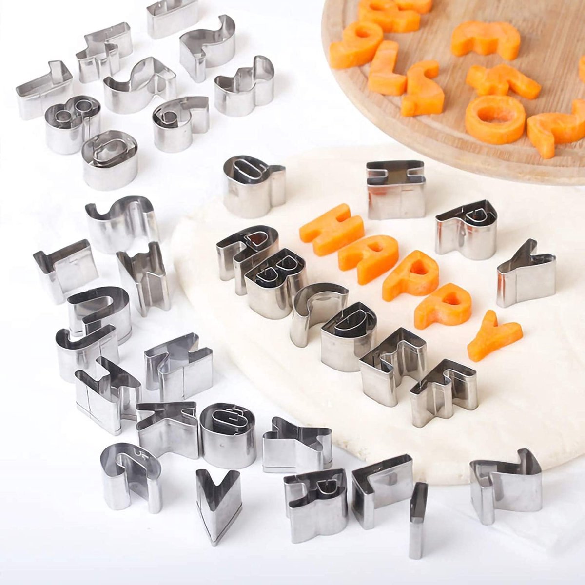 26pcs RVS Alphabet Koekjesuitstekers - Roestvrij Staal - Bakaccessoires