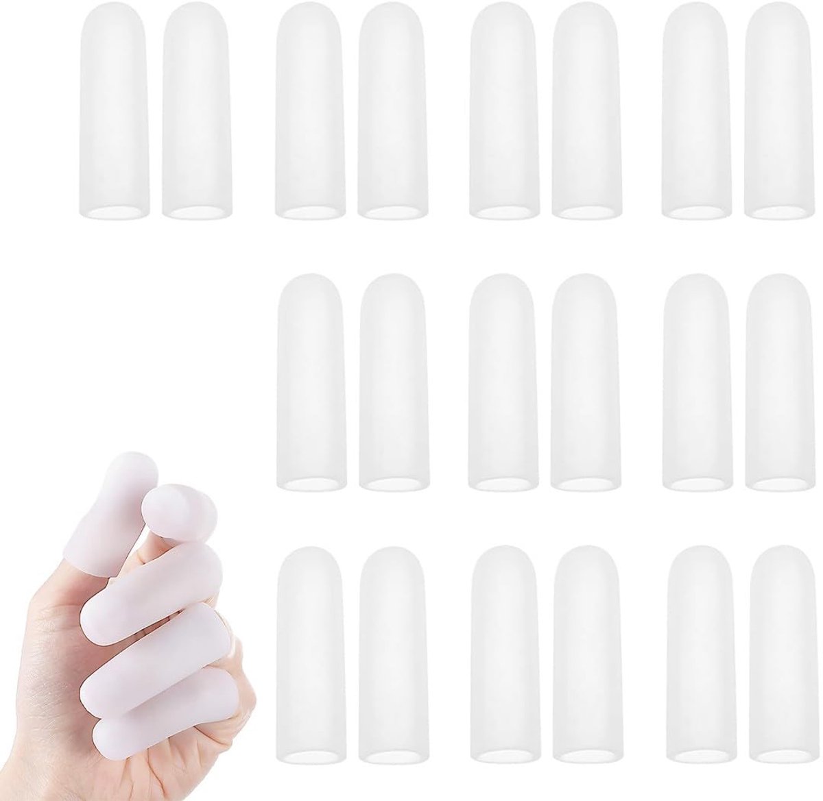 Silicone Vingerbescherming - 20 Pcs Witte Gel Vingersleeves - Vingerlinten - Waterdichte Duimbescherming voor Trigger Finger - Hand Artritis - Vingerbreuk