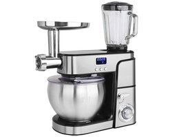 Swiss Haus® KM2207BG Keukenmachine - 1500W Keukenrobot – 7.0L RVS Mengkom – Met Blender 1.5L & Vleesmolen – Foodprocessor met Timer & LED Display – RVS
