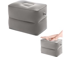 Vliegtuigbedje - Opblaasbaar - Reiskussen - Voetensteun - Voetsteun voor onder het bureau - Tegen Rugpijn - Eenvoudige hoekverstelling - Bureau Accessoires - Draagbaar - Voor gebruik in huizen, vliegtuigen, auto's of treinen - grijs