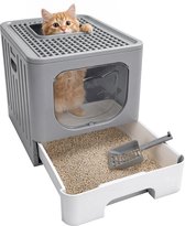 Bac à litière pliable Nobleza - Toilette pour chat - 48x38,x38 cm - Grijs