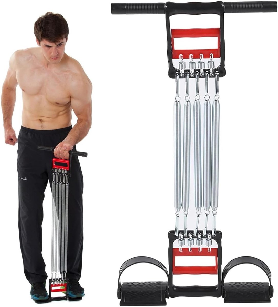 Multifunctionele Borstvergroter met Veer, Uitbreidbare Trainer voor Thuis Gymnastiek, Ideaal voor Borsttraining en Fitness