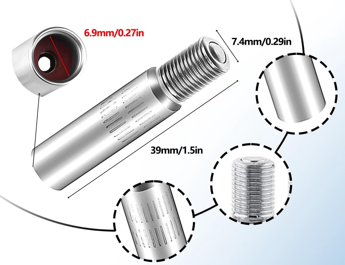 SPHProducts - Ventielverlengingen - 39 mm lange ventieladapter - Set van 2 - Hoogwaardig koper - Voor elektrische scooters en fietsen - Geschikt voor