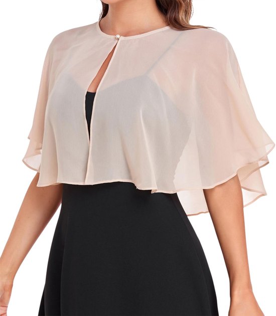 Sjaal - Omslagdoek - Dames Sjaal - Dunne omslagsjaal - Ademend - Chiffon sjaals en omslagdoeken voor avondjurken champagne