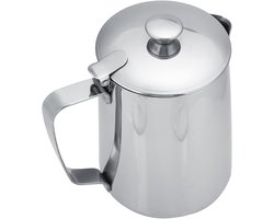 Opschuimkan Roestvrij Staal - Melkopschuimer Mok Kruik - Koffie Maken - Druppelloze Tuit - 1000 ML - Zilver