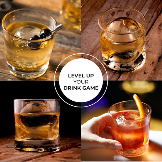 Crystal Clear Ice Globe Maker - 4 Large Clear Ice Balls for Cocktails, Drinks & Whisky - BPA Free Silicone Balls for Bulbs - Whisky Gifts for Men — afbeelding 5