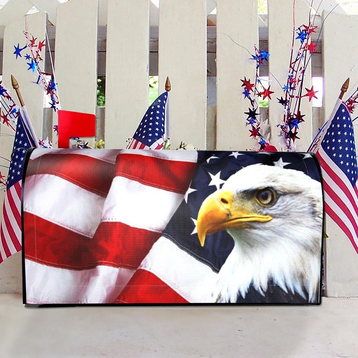 Brievenbushoes Amerikaanse Vlag - Brievenbusdecoratie Patriottisch - Buiten Decoreren - Magnetische Bevestiging - 53.3 x 45.7 cm - Rood Wit Blauw