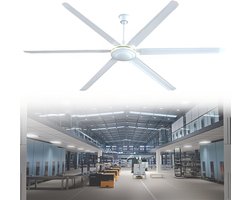 Plafondventilator - Industriële ventilator - Ruimte Koelen - Zonder Verlichting - 200 cm - Zwart