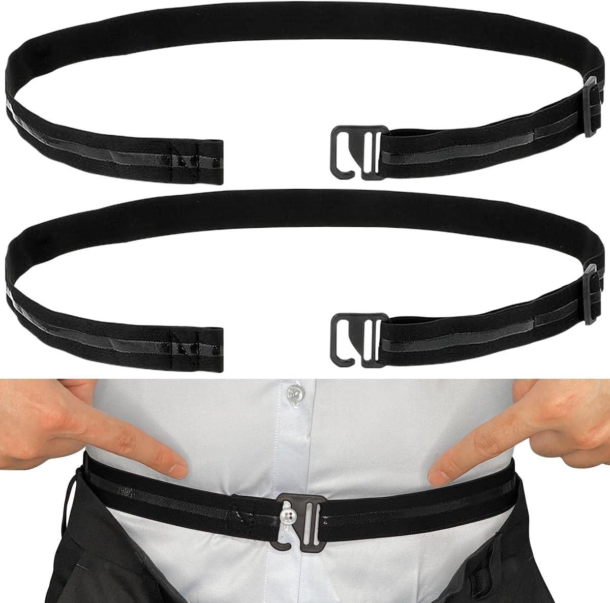 Heren Shirt Houder - Shirt Clips - Strakke Look - Verstelbaar Elastisch - 2 stuks - Zwart