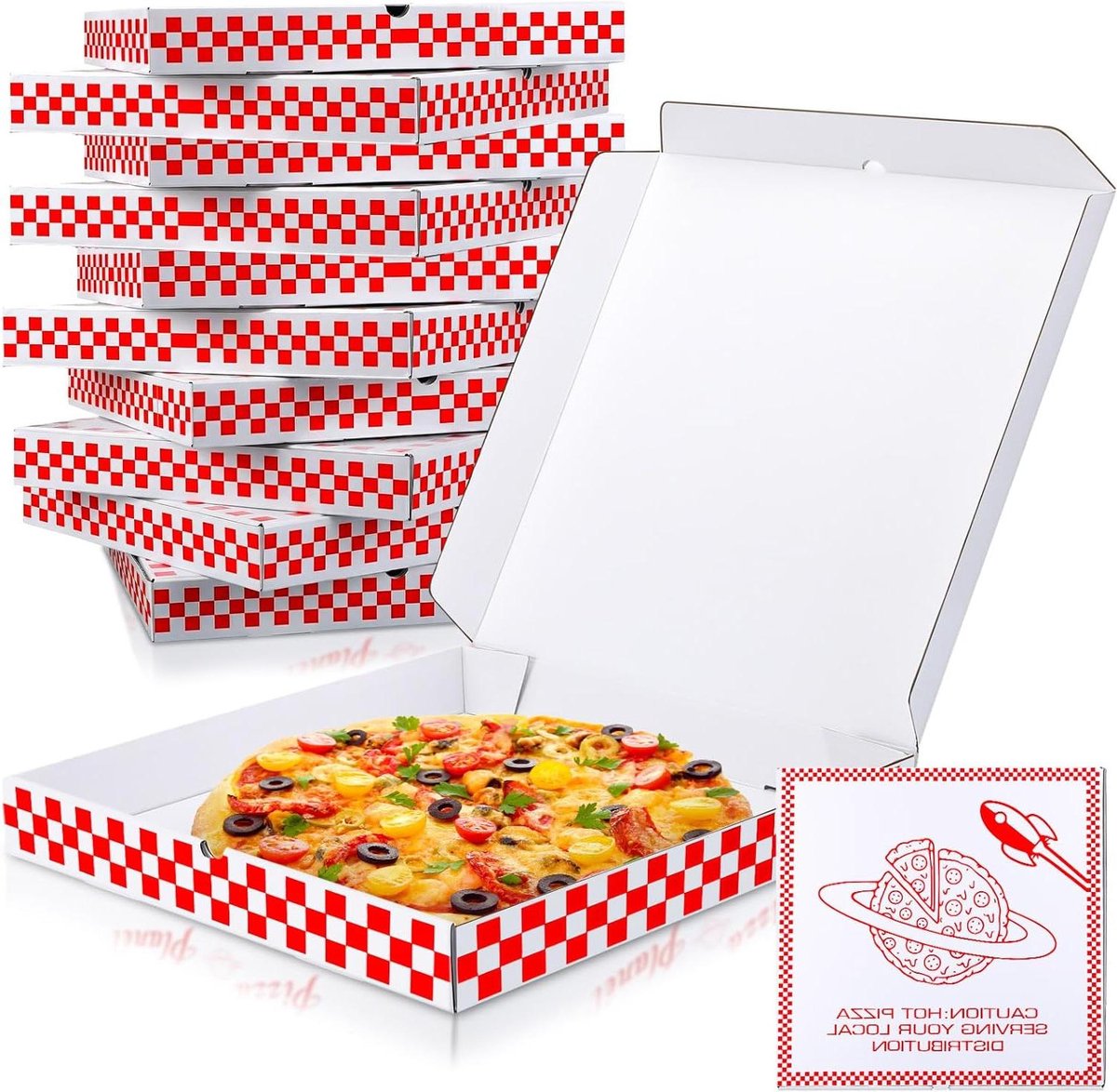 Pizza Dozen Dozen - Verpakking Dozen - Feestartikelen - Thematisch Ontwerp - 40 x 40 cm - Wit