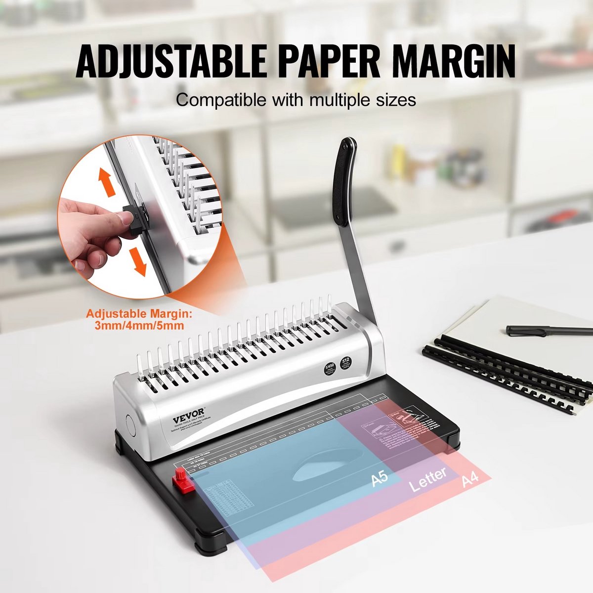 JOYNEXTBUY - Bindmachine - Inbindapparaat voor Documenten - Spiraalbindmachine - Inclusief Bindbruggen - Handmatige Binder voor A4 thumbnail 3