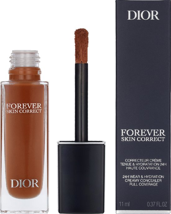 Dior Forever Skin Correct concealer in de tint 6N, een medium bruine kleur, in een glazen flesje met applicator en kartonnen verpakking.