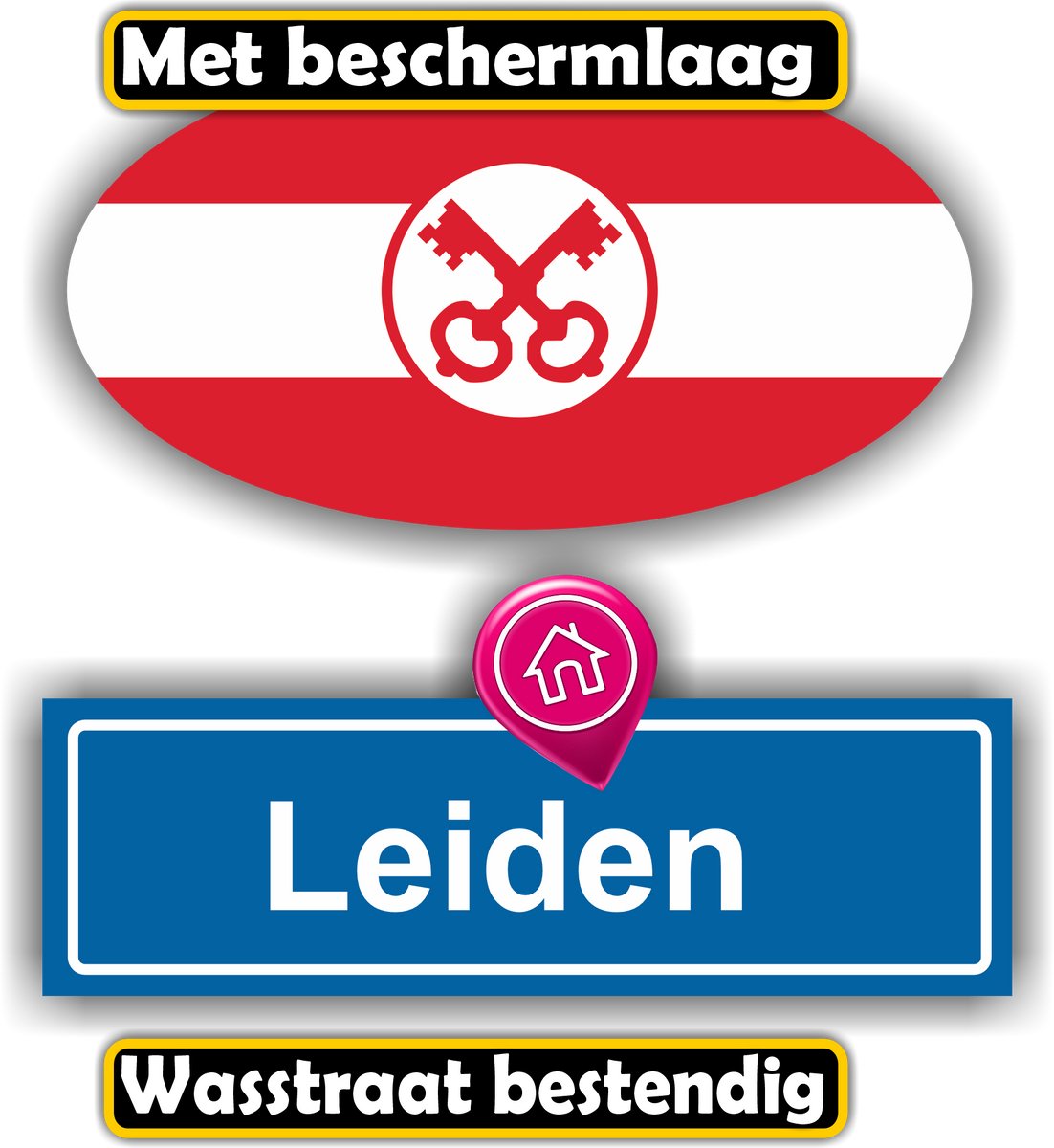 Jerma - Leiden - Vlag - Auto - Sticker - set 2 st - Ovaal 13x7 cm - 13x6 cm - Zelfklevend - Vinyl