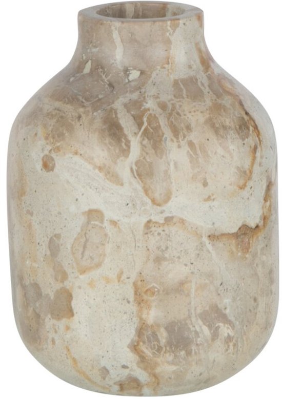 J-Line vaas Fles Marmer - steen - beige - large - Ø 11 cm
